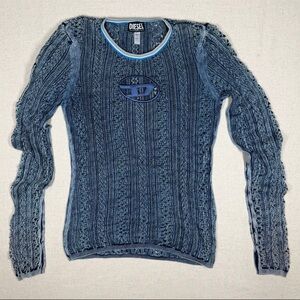 Diesel Navy Textured Knit Top